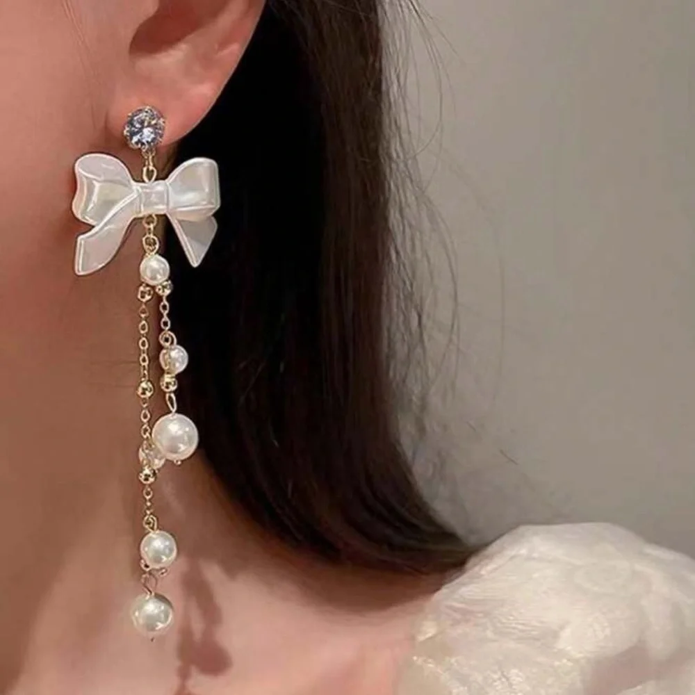 Coquette Luxe Bow Beaded Drop Earrings NEW 🏷️ - Picture 2 of 4